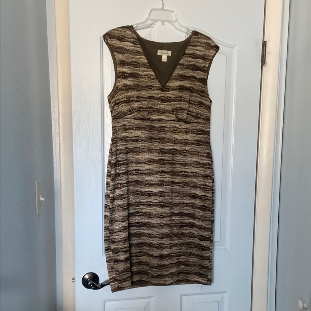 Striped Sleeveless Dress - Brown